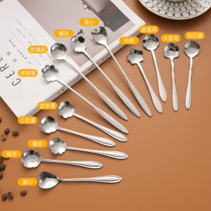 Stainless Steel Stirring Spoon, Rose Coffee Spoon, Golden Flower Spoon, Heart-Shaped Spoon, Petal Dessert Spoon & Tea Spoon