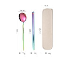 Colorful 3-Piece Set (Spoon + Chopsticks + Case) مجموعة ملونة ثلاثية (ملعقة + عيدان طعام + علبة)