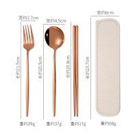 Rose Gold 4-Piece Set (Spoon + Fork + Chopsticks + Case)