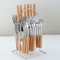 24-Piece Wooden Handle Cutlery Set