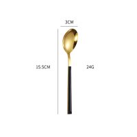 Gold Black Handle Small Spoon