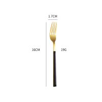 Gold Black Handle Small Fork