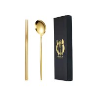 Gold Spoon and Chopsticks Set