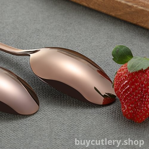 1010 Series Stainless Steel Cutlery Set - Titanium Plated Rose Gold Western Steak Knife, Fork, Spoon, Fruit Fork, and Coffee Spoon