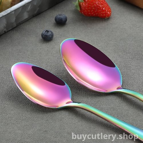 1010 Series Titanium-Plated Stainless Steel Cutlery Set - Colored Western Steak Knife, Fork, Spoon, Dessert Spoon, Coffee Spoon, and Stirring Spoon