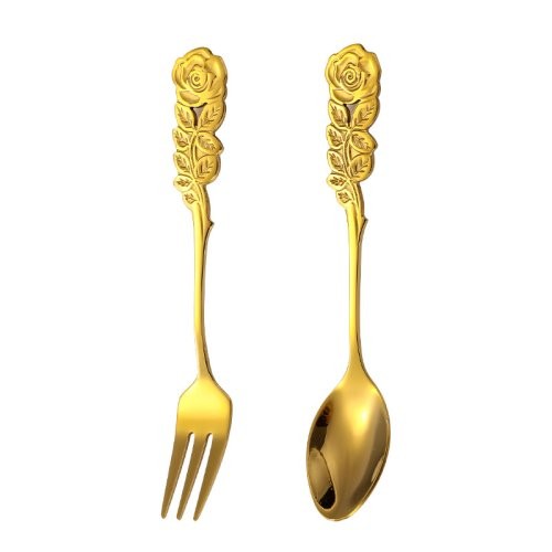 Creative Stainless Steel Rose Spoon | Elegant Coffee Stirrer, Dessert, Bird's Nest, Cake, and Fruit Fork
