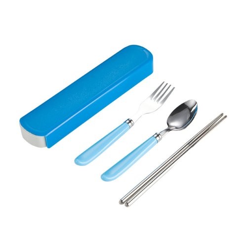 Portable Pull-Out Stainless Steel 3-Piece Cutlery Set - Fork, Chopsticks, Spoon, Ideal Gift for Students and Outdoor Travel
