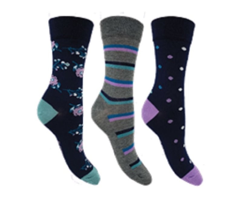 3 PK FLEXITOP LADIES BAMBOO DESIGN SOCKS
