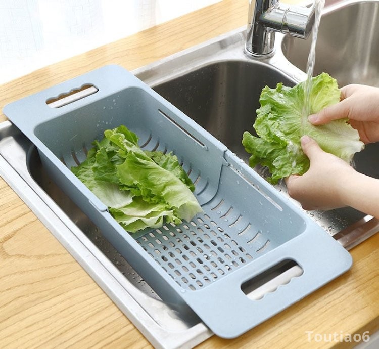 Adjustable Dish Drainer Sink Drain Basket Washing Vegetable Fruit Plastic Drying Rack Kitchen Accessories Organizer H1235