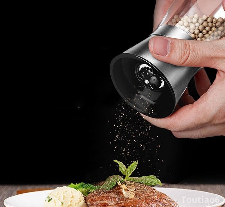 Pepper Grinder 2 in 1 Stainless Steel Manual Salt and Pepper Mill Grinder Spice Shakers Kitchen Tools Accessories for Cooking