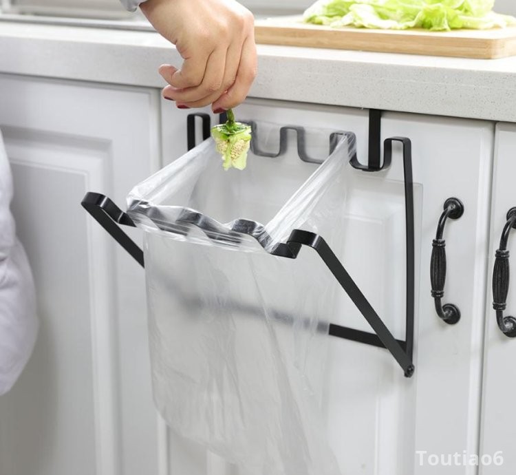 Hanging Kitchen Cabinet Door Trash Rack Towel Storage Garbage Rag Bags Holder