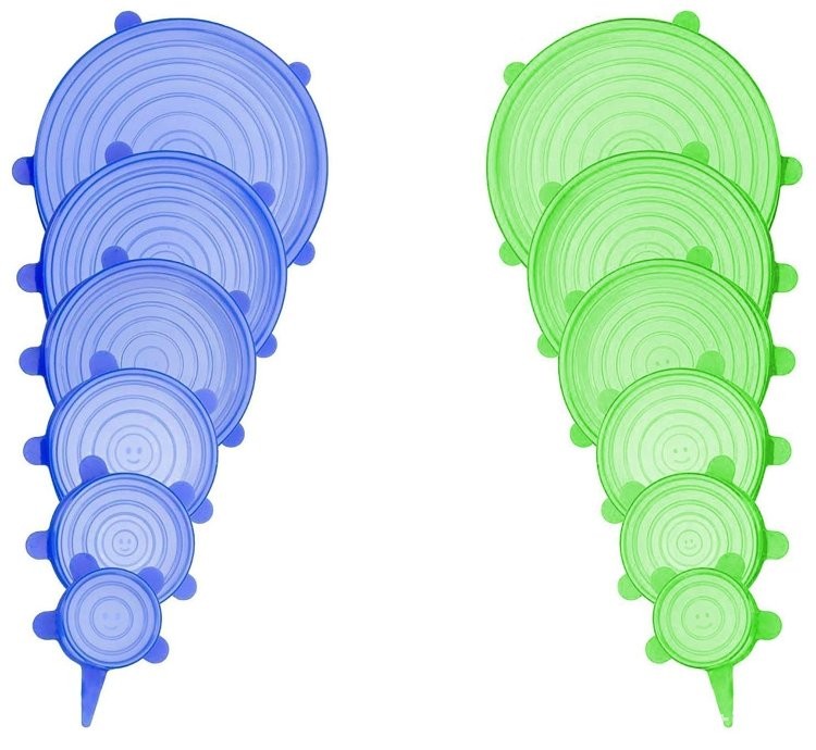 12-Pack Various Free Flexible Container Lids Food Covers For All Shape Of Containers