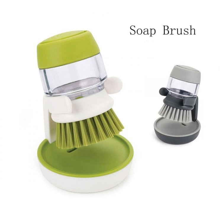 1PCS Palm Scrub Dish Brush with Washing Up Liquid Soap