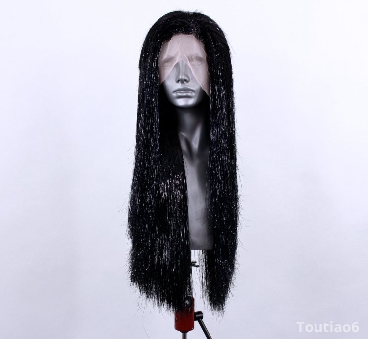 Black Sparkle Tinsel Wig