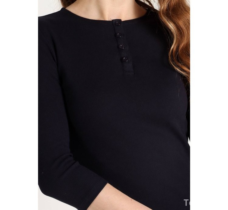 Women's 3/4 Sleeve Ribbed Henley Top