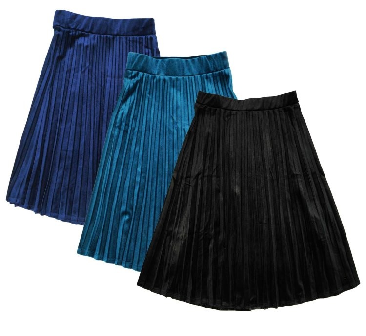 Girls Velour Pleat Skirt
