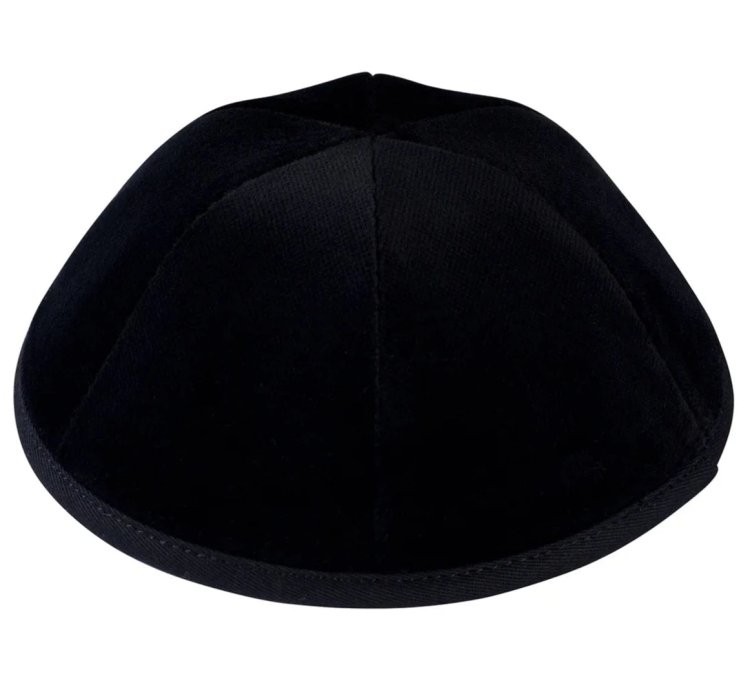 Six Panel Velvet Yarmulke with Rim