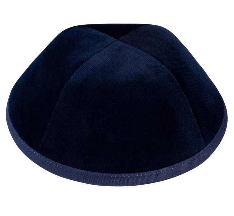 Four Panel Velvet Yarmulke with Rim