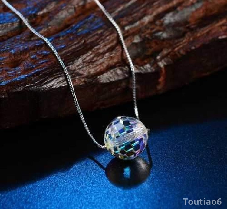 Square Cube S925 Silver Water Drop Star Crystal Necklace