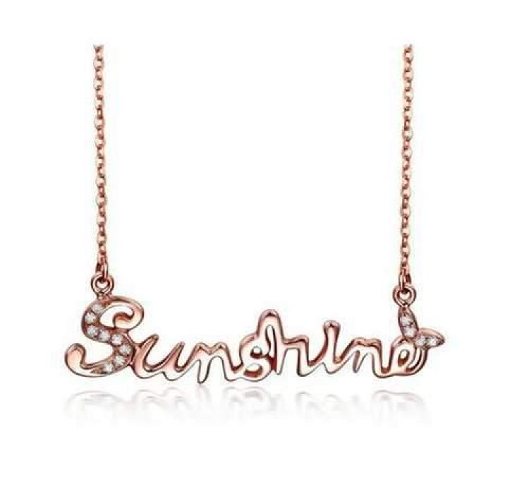925 Sterling Silver Sunshine Letter Word Women Necklace Chain Jewelry