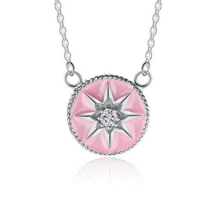 Women 925 Sterling Silver Enamels Pendant Clavicle Necklace Jewelry