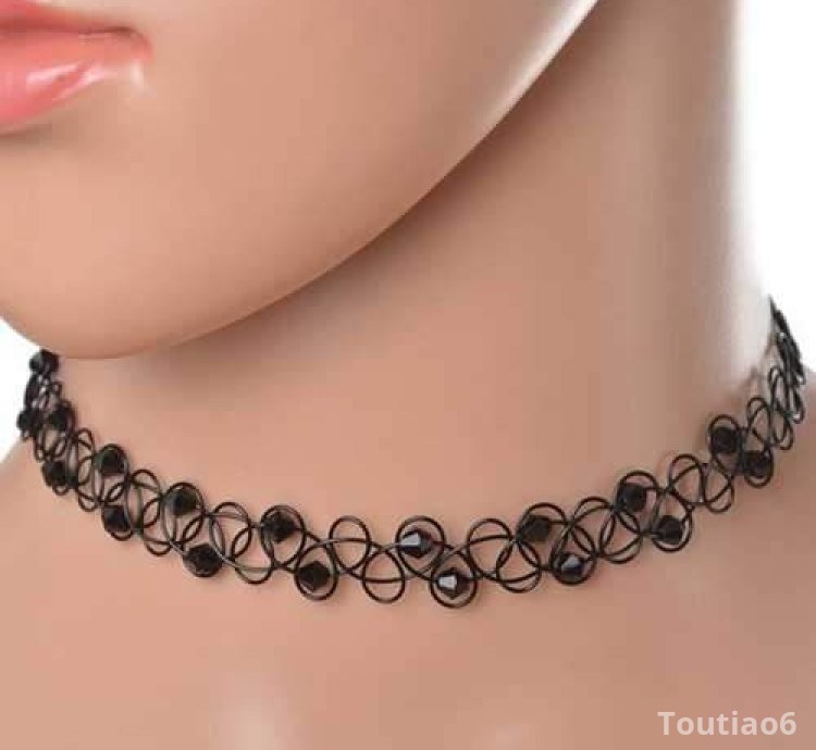 Choker Punk Stretch Tattoo Crystal Rhinestone Choker Necklace Elastic