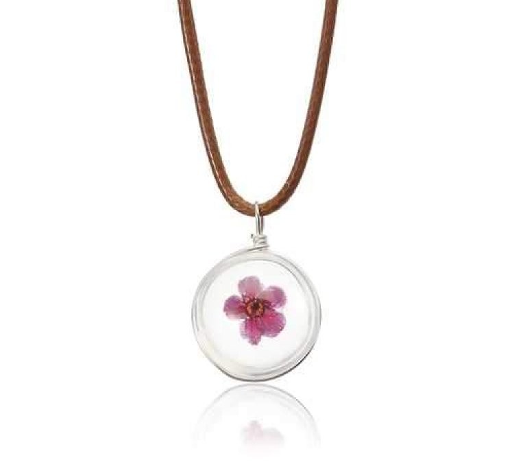 Lovely Dried Flowers Crystal Ball Pendant Wax Rope Clavicle Necklaces