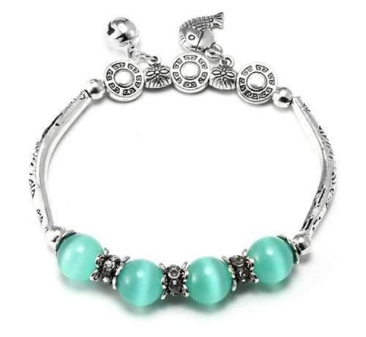 Elastic Silver Hollow Carved Crystal Pendant Bead Abacus Bracelet For women