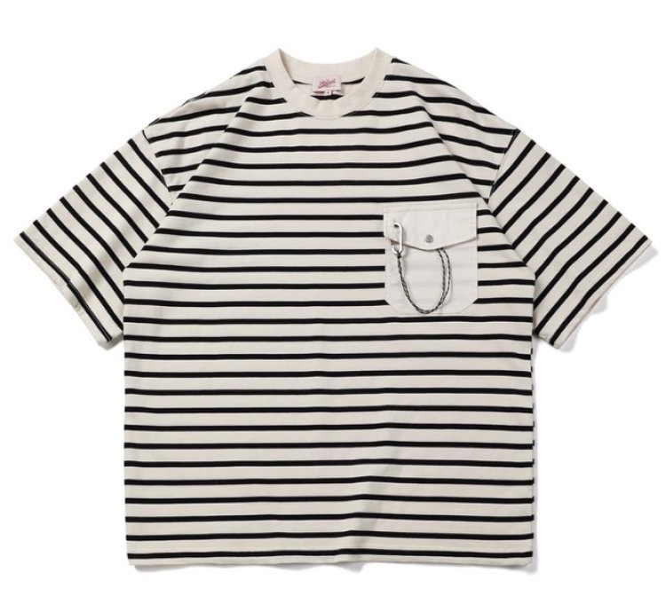 Stripe Chest Pocket Tee In White