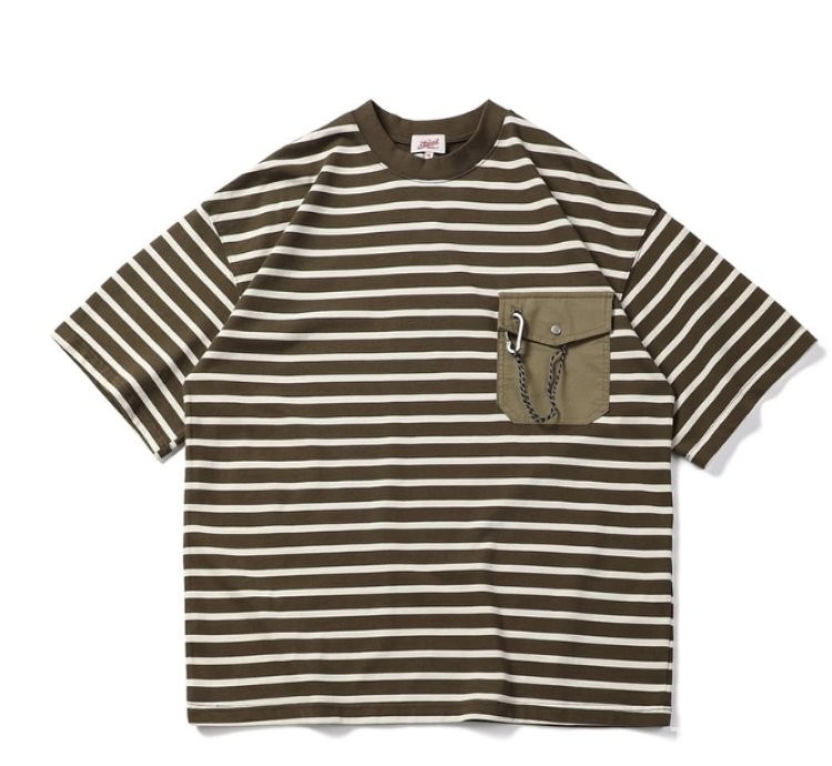 Stripe Chest Pocket Tee In Green