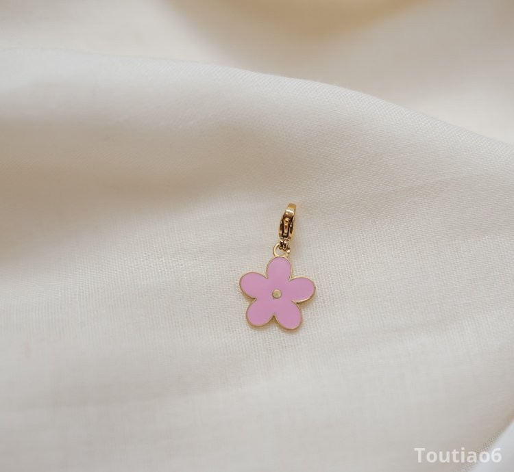 Golden and Pink Flower Pendant