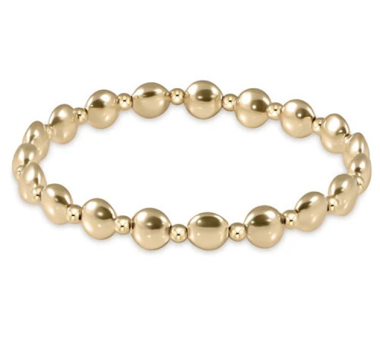 honesty gold grateful pattern 6mm bead bracelet