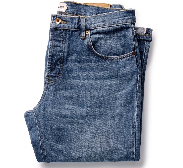 The Straight Jean in Mid Wash Organic Selvedge