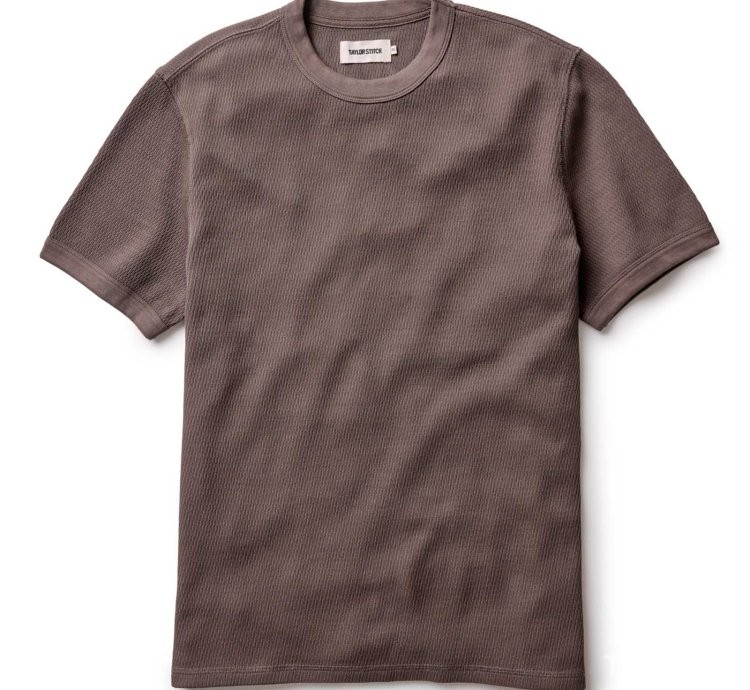 The Organic Cotton Short Sleeve Crew in Fatigue Olive Waffle