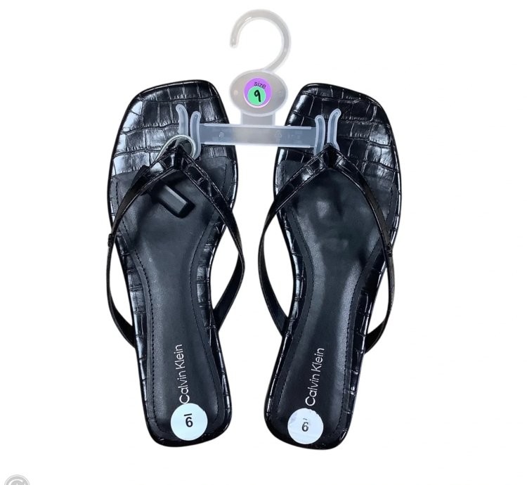 Sandals Flats By Calvin Klein In Black, Size: 9