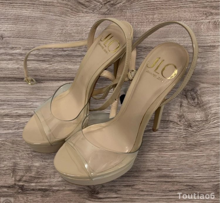 Sandals Heels Stiletto By Jennifer Lopez In Beige, Size: 6.5