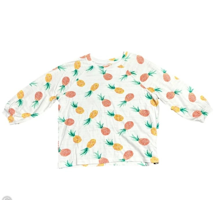 Top Long Sleeve By Loft In White & Yellow, Size: Xl