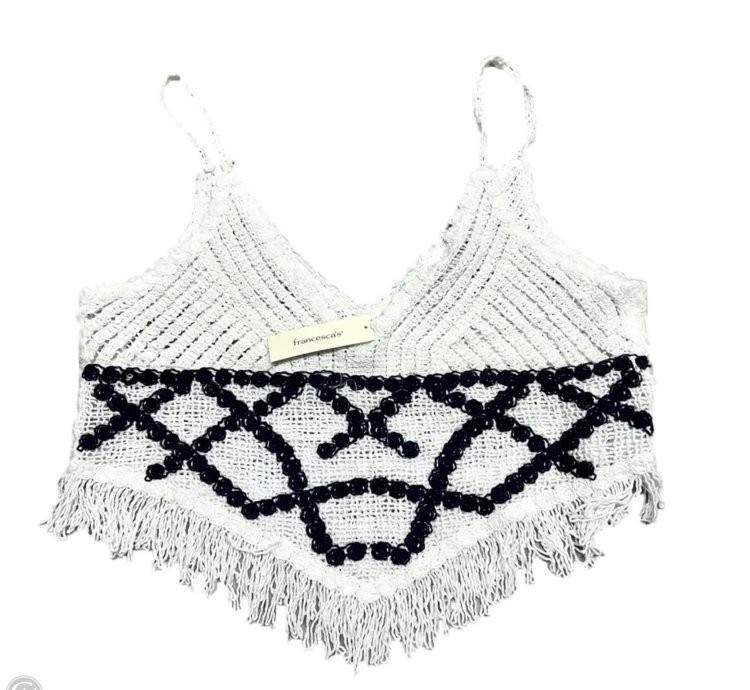 Top Sleeveless By Francesca's In Blue & White, Size: L