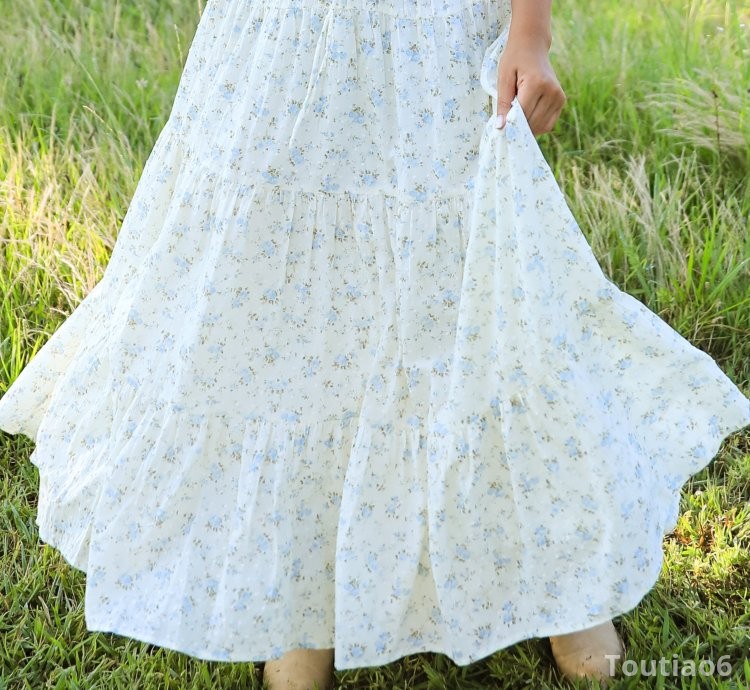 Just Walk By Cream Floral Tiered Maxi Skirt