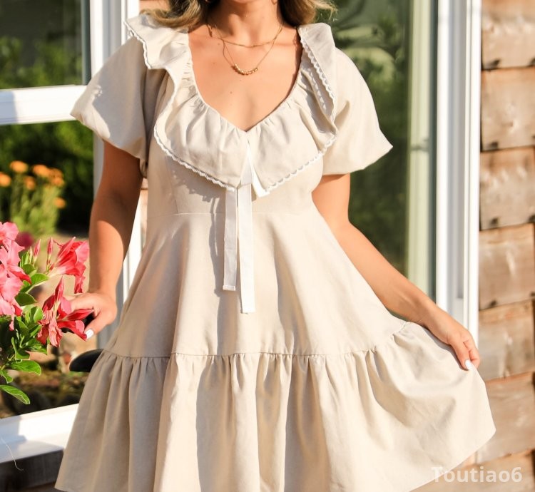 Lucky To Have You Natural Tiered Mini Dress