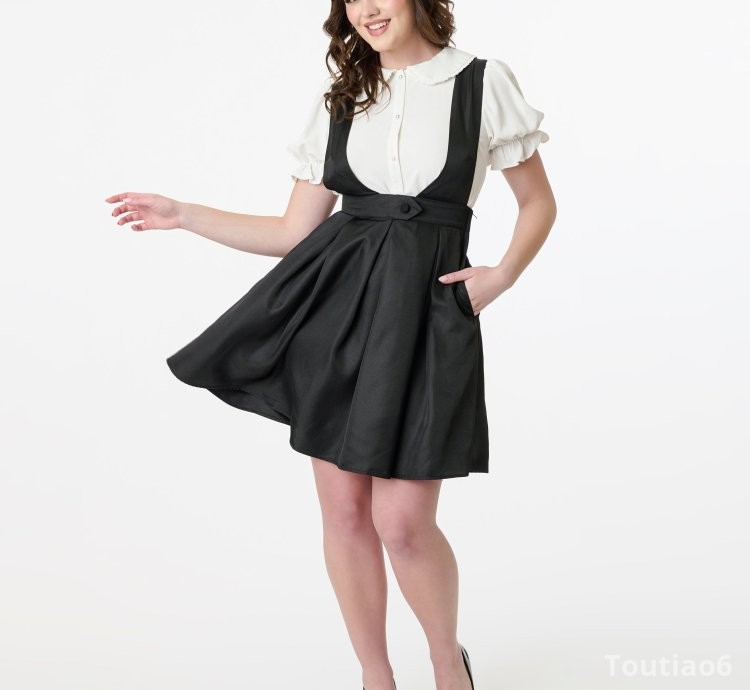 Smak Parlour 1960s Black Box Pleat Cotton Pinafore