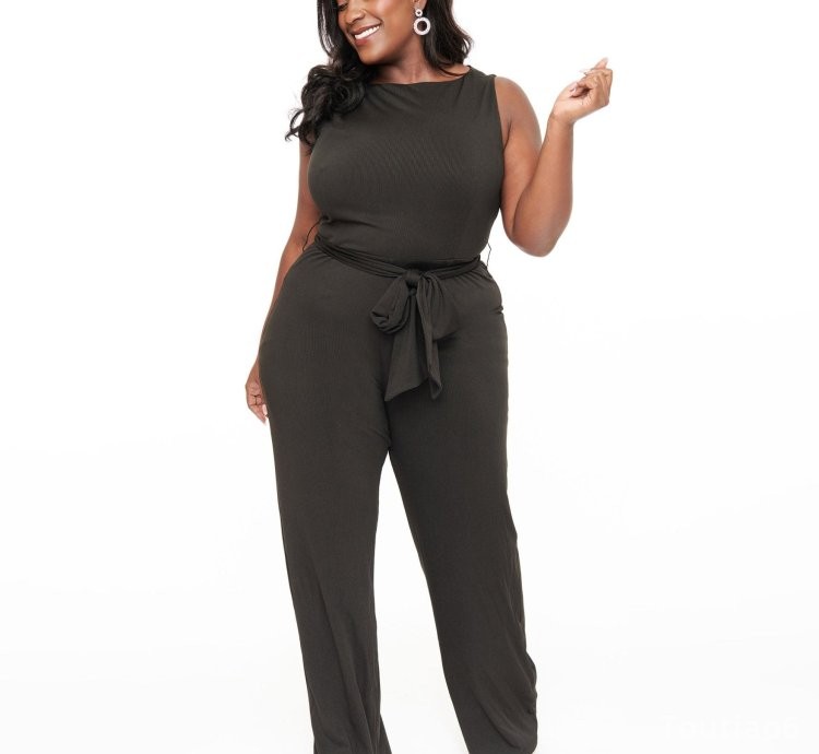 Unique Vintage Plus Size 1950s Black Boat Neck Jumpsuit