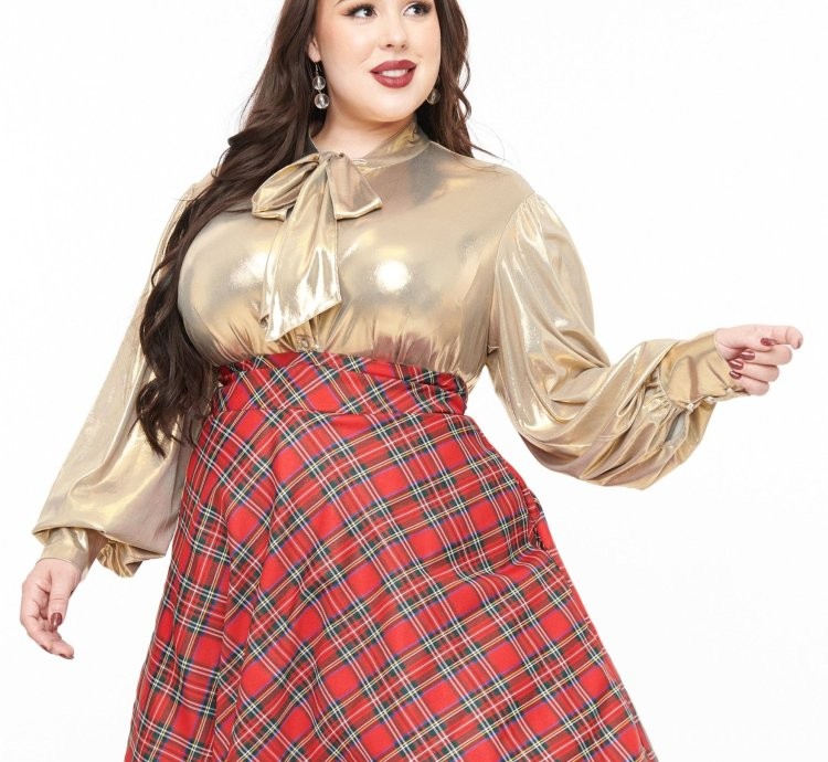 Unique Vintage Plus Size 1950s Metallic Gold Gwen Blouse