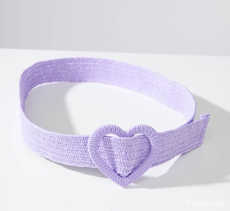 Unique Vintage Purple Heart Buckle Woven Belt
