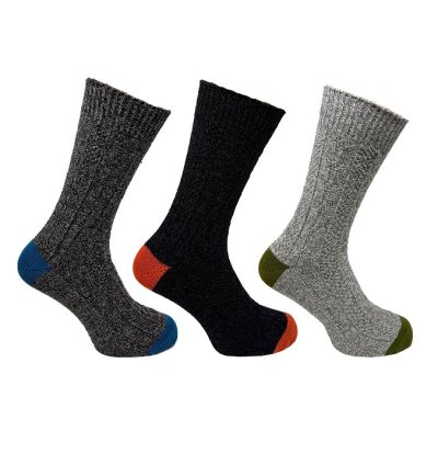 3PK BRAMBLE MENS WOOL BLEND SOCKS WITH COLOUR H&T