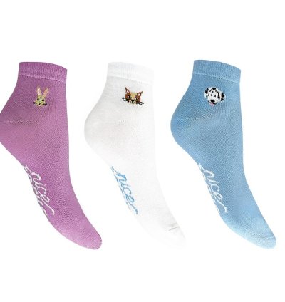 3 PK NICE LADIES EMBROIDERY ANKLET SOCKS