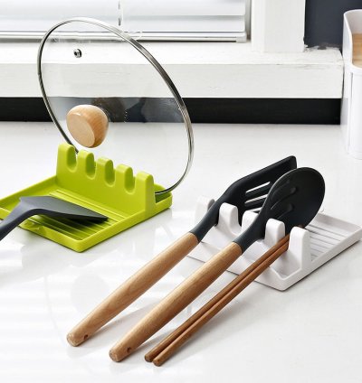 Kitchen Spoon Holders Fork Spatula Rack Shelf Organizer Plastic Spoon Rest Chopsticks Holder Non-slip Spoons Pad Kitchen Utensil