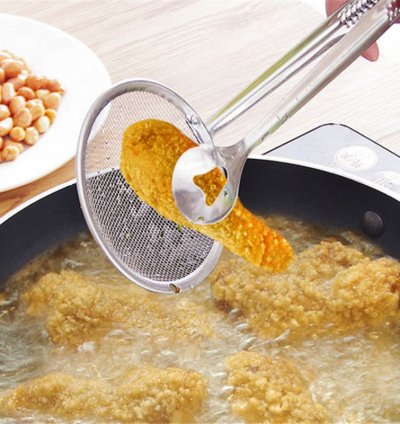 1pcs Kitchen Accessories Stainless Steel Fried Food Fishing Oil Scoop Kitchen Gadget and Barbecue Brush for Kitchen Tools Home-S