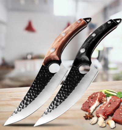 Chef Knife Forged Stainless Steel Butcher Knife Outdoor Hunting Kitchen Knife for Meat Fish Fruit Vegetable Boning Knife Cleaver