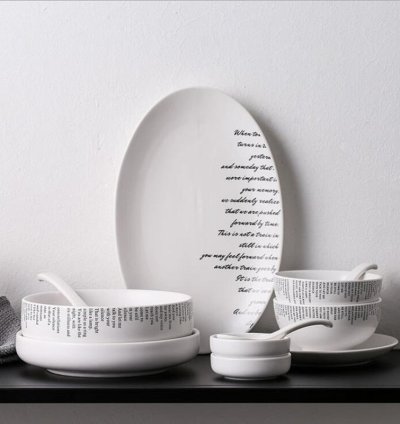 Creative English alphabet White Dinner Plate  Ceramic Kitchen Plate Tableware Set Food Dishes Rice Salad Noodles Bowl Soup